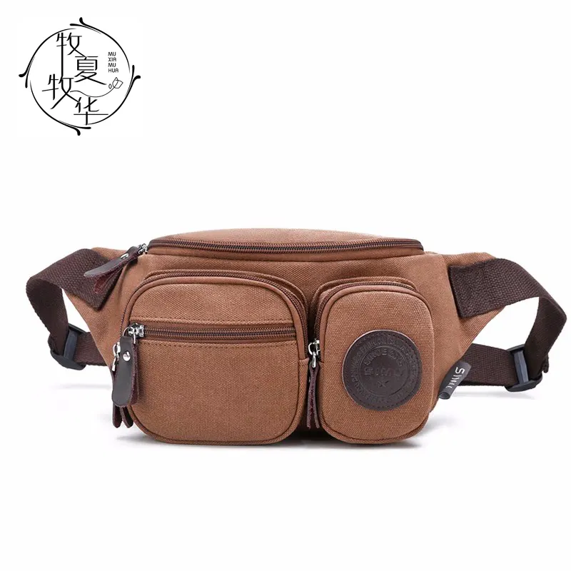New Fanny Pack Men's Mobile Phone Wallet Cross-body Multi-functional Kettle Canvas Wear-resistant Leisure Outdoor Running Bag