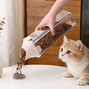 Conteneur de stockage d'aliments pour animaux de compagnie sous vide MIXWARES - 1-2L, baril en plastique anti-humidité avec tasse graduée, organisateur de rangement domestique - Product Image 1