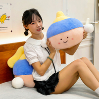 Coussin en peluche rond Kawaii Fille avec une boucle d'oreille en perle, coussin de décoration doux et moelleux pour la maison, vente en gros
