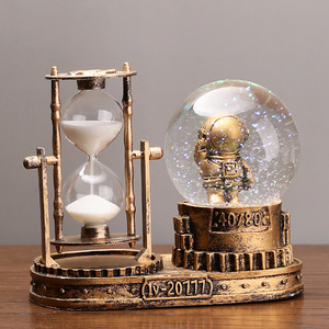 Creative Eiffel Tower Glowing Crystal Ball Hourglass Resin Desktop Ornament Birthday Gift for Students - Product Image 1