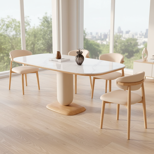 <span class=keywords><strong>โต๊ะ</strong></span>อาหารทรงสี่เหลี่ยมหินอ่อนหน้าท็อปสีขาวธรรมชาติ ขาตั้ง<span class=keywords><strong>ไม้</strong></span>สไตล์นอร์ดิกสุดหรู ปี 2026 เฟอร์นิเจอร์ตกแต่งบ้าน - Product Image 5