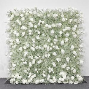Mur de fleurs artificielles 3D 5D enroulable 8ft x 8ft, installation sans outils, toile de fond pour photomaton de mariage - Product Image 5