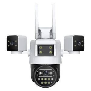 Caméra de sécurité WiFi 6MP avec trois lentilles Zoom 4X alarme visuelle sonore détection humanoïde pour la sécurité du bureau à domicile - Product Image 1