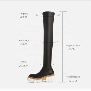 Women New Over the Knee <b>Boots</b> Elastic Flat Bottomed Long High Barrel Stretch Thick Platform Shoes Winter Thigh High Booties - Product Image 4