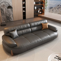 Canapé d'angle confortable de petite taille en cuir véritable à la mode, trois places, rembourré en éponge, design moderne pour salon