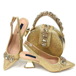 Ensemble de chaussures et sac à main à carreaux pour femmes, bout rond, talon bas, chaussures assorties tendance pour les soirées et les occasions spéciales - Product Image 2