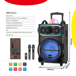 Sistema de Sonido Portátil Inalámbrico <span class=keywords><strong>para</strong></span> Fiestas NDR M081 M121, Altavoz con Trolley <span class=keywords><strong>para</strong></span> Karaoke de 12 Pulgadas, Alta Fidelidad, <span class=keywords><strong>para</strong></span> Exteriores, con 2 Micrófonos, Bluetooth, <span class=keywords><strong>para</strong></span> el Hogar - Product Image 5