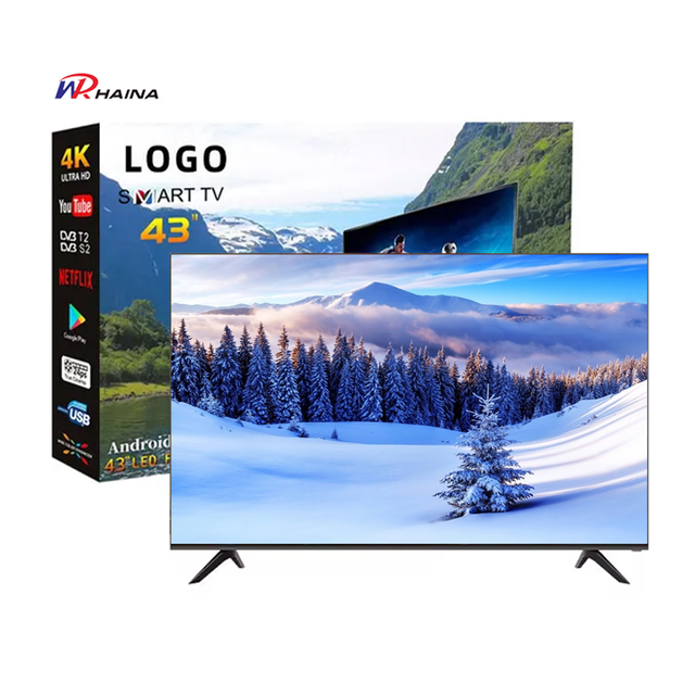 HAINA Oem Factory Wholesale Price 2K 32 42 43 Inch 4K 60Hz Qled Smart TV 50 55 65 75 Inch Android Smart Televisions with T2 S2