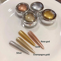Ensemble de 4 poudres à ongles effet miroir chromé, or, argent, rose, paillettes brillantes pour nail art, pigment pour manucure