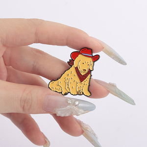 Dessin animé Cowboy chien de compagnie émail broches drôle Golden Retriever Beagle Border Collie broches revers Badge bijoux cadeaux pour les amis - Product Image 4