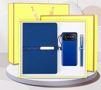 Ensemble cadeau d'entreprise en acier inoxydable rouge, 3 pièces, avec boîte, carnet, stylo, batterie externe, nouveauté pour les petites entreprises