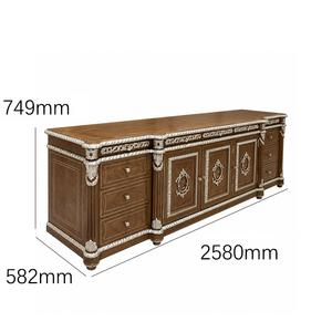 Meuble TV de style Empire américain <span class=keywords><strong>doré</strong></span> |   Console multimédia classique de luxe avec urne-médaillon - EKAR FURNITURE - Product Image 6