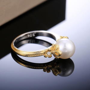 Pearl Look Ring for Women Elegant Proposal Wedding Fashion Party Finger Accessory Gift - Product Image 3