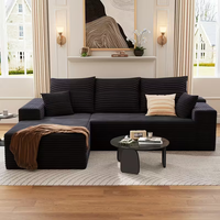 Sofá Seccional en Forma de L Moderno de Alta Calidad, Convertible, Diseño Afelpado de Corduroy, Sofá Cama Comprimido al Vacío para Apartamento u Hotel