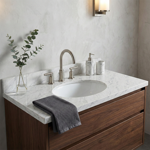 Encimera de Cuarzo Artificial con Aspecto de Mármol Calacatta Blanco con Vetas Grises, Personalizada, para Isla de Cocina Residencial, Mostrador de Recepción - Product Image 5