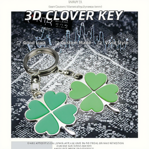 Llavero personalizado 3D de trébol de cuatro hojas, amuleto de la suerte, regalo de joyería para educación para entusiastas de los regalos promocionales - Product Image 2