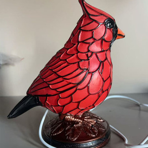 Cardinal Stained Glass Lamp Led <b>Light</b> Usb Powered Table Lamp For Home Office Decor - Product Image 3