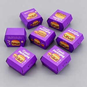 Nhà Máy Tùy Chỉnh Bánh Hamburger Bao Bì Hộp In Kỹ Thuật Số Cấp Thực Phẩm Nhanh Chóng Container Thực Phẩm Hộp Hot Bán Odm/OEM Burders Hộp Giấy - Product Image 3