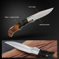 Couteau de poche personnalisé en gros avec logo, manche en résine et bois, petit couteau pliant, prix d'usine OEM, pour homme, cadeau, outils d'extérieur