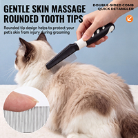 Kit de toilettage 3-en-1 pour animaux de compagnie avec manche en plastique TPR, râteau démêlant, peigne fin et brosse lissante autonettoyante pour chiens et chats