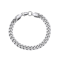 Bracelet chaîne cubaine multicolore poli 7 mm en acier inoxydable 316 plaqué or 18 carats et plaqué noir, unisexe