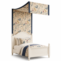 Moustiquaire de lit rectangulaire suspendue au plafond en coton pour enfants, motif floral vintage américain, rideau de lit pour chambre d'enfant