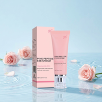 Crema de Ojos con Péptidos Rosados, Crema de Ojos con Péptidos Rosados con Ácido Hialurónico y Niacinamida para Antienvejecimiento, Iluminación y Ojeras