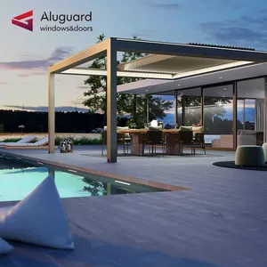 Luxury Modern Design Garden Pergola Outdoor Waterproof Pergola Custom Bioclimatique Aluminium Lowe Glass Sun Shade Pergola