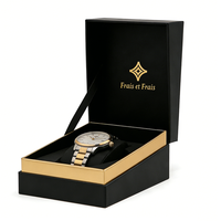 Boîte à montre noire vide de luxe avec logo personnalisé et coussin, boîte de haute qualité pour montres et bracelets