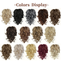 Extensions de cheveux synthétiques Amygirl multicolores, ondulées et bouclées, auto-adhésives, avec pince courte, pour queue de cheval ou chignon désordonné