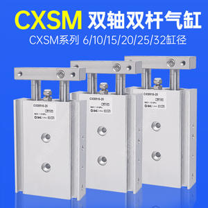 กระบอกสูบสองทางแบบสองแกน SMC รุ่น CXSM6-10/15-20/25/32-30/40/50/60/75/100/CXSL6 สำหรับอุตสาหกรรมการเกษตร แกนลูกปืนลูกสูบ - Product Image 2