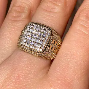 周年纪念简约老兄民间18k白金高品质锆石珠宝圆形小帅气戒指