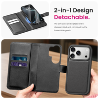 Étui portefeuille magnétique détachable WINTOP en PU bio-sourcé écologique pour iPhone 15/14/13/12/11 avec porte-cartes