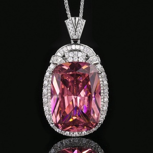 Polished Eco-friendly Copper Large Pendant Necklace Cubic Zirconia Hypoallergenic Jewelry for Women Banquet Party Gift Wholesale - Product Image 4
