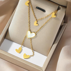 Romantic Gift Hit <strong>Heart</strong> Double-Layer Stainless Steel Sweet INS-Style Clavicle Necklace for Cross-Border <strong>Shelving</strong> - Product Image 4