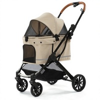 Poussette pliable légère pour animaux de compagnie, chien et chat, chariot de voyage extérieur avec auvent en maille et roues pivotantes