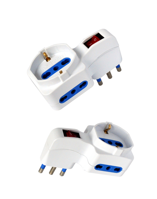 Italian Adapter Plug 10A 2ways 2P+T 10/16A Bipasso+1 Ways Bipasso/Schuko with Overload protection