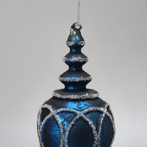 Темно-синий, оптовая продажа, Винтажные Украшения в форме конуса, рождественская елка, стеклянный шар, выдувной - Product Image 3