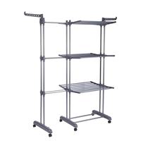 Tendedero de Ropa de 3 Niveles con Ruedas, Plegable, Expandible, Independiente, para Lavandería del Hogar