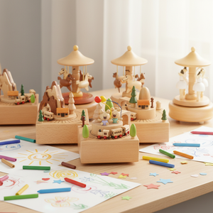 Carillon <span class=keywords><strong>in</strong></span> Legno Premium Runwood con Logo Inciso, Carillon a Manovella <span class=keywords><strong>in</strong></span> Legno per Regali Natalizi - Product Image 1