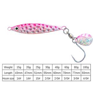 Nuovo Esca Metallica UV da 15g-100g con Occhi Luminosi e Pale Rotanti, Jig da Pesca in Mare per Sgombri e Trevally - Product Image 2