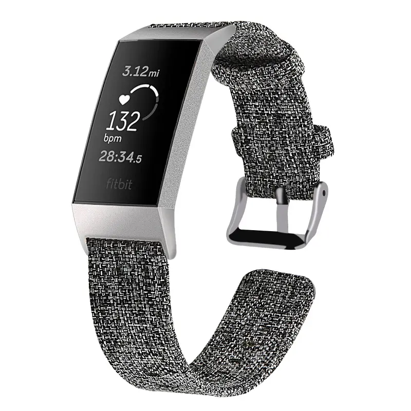 Für Fitbit Charge 3 4 Modisches Armband aus gewebtem Nylon gewebe mit Metalls chnalle Canvas-Uhren armband