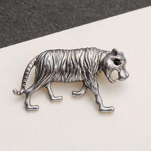 เข็มกลัดลายเสือขนาดใหญ่พิเศษ สไตล์เรโทร ประดับคริสตัลและเพชรเทียม สีทองโบราณ/สีเงิน ของขวัญงานหมั้น/งานแต่งงาน ชุบโลหะผสม - Product Image 2