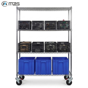 MZG ODM Factory Industrial Warehouse Parts Metal Heavy Duty Storage Organizer Rack <b>Wire</b> Shelving Systems with Wheel - Product Image 1