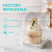 Boîte à gâteau haute en plastique transparent avec couvercle en dôme, jetable, de qualité alimentaire, pour petits gâteaux d'anniversaire