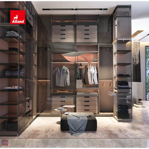 AllandCabinet <span class=keywords><strong>Armoire</strong></span> de rangement pour coiffeuse à portes coulissantes <span class=keywords><strong>avec</strong></span> <span class=keywords><strong>porte</strong></span> en verre et îlot Placard de luxe pour chambre - Product Image 5