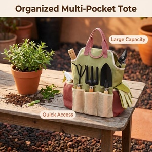 Ensemble d'outils de jardin avec sac de transport |   Bêche à manche en <span class=keywords><strong>bois</strong></span>, fourches et bouteille pulvérisatrice d'eau |   Ensemble de 9 pièces pour la plantation et le désherbage - Product Image 3