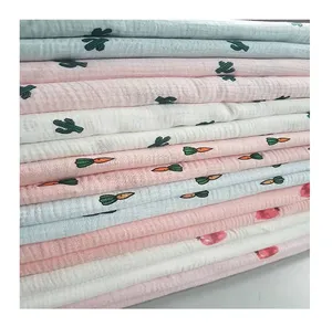 wholesale custom cotton bamboo muslin fabric baby printed white double gauze cheap print 100 cotton muslin fabric for baby