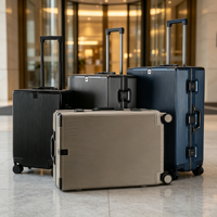 Ensemble de bagages en aluminium avec coque rigide 20/24/26 pouces, valise à roulettes silencieuses avec serrure TSA, idéal pour les voyages d'affaires, logo personnalisé