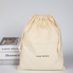 Wholesale Canvas Cotton <b>Pouch</b> <b>Drawstring</b> Shoe Bag Gift Bag Custom Handbag Dust Bags Covers With Logo Print - Product Image 3